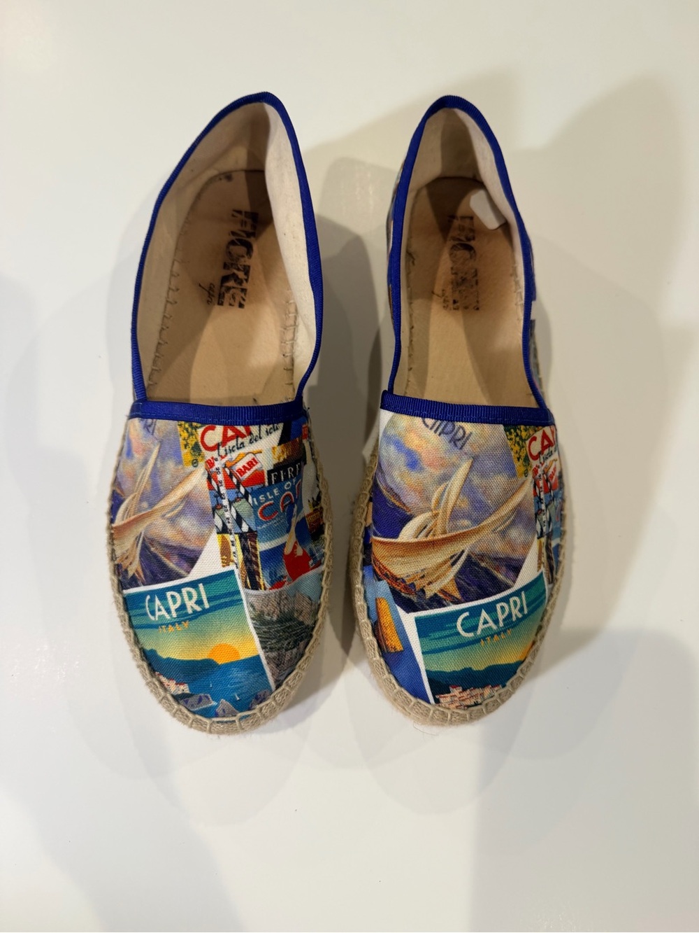 Capri Graphic Canvas Espadrilles - Blue Print Slip-Ons